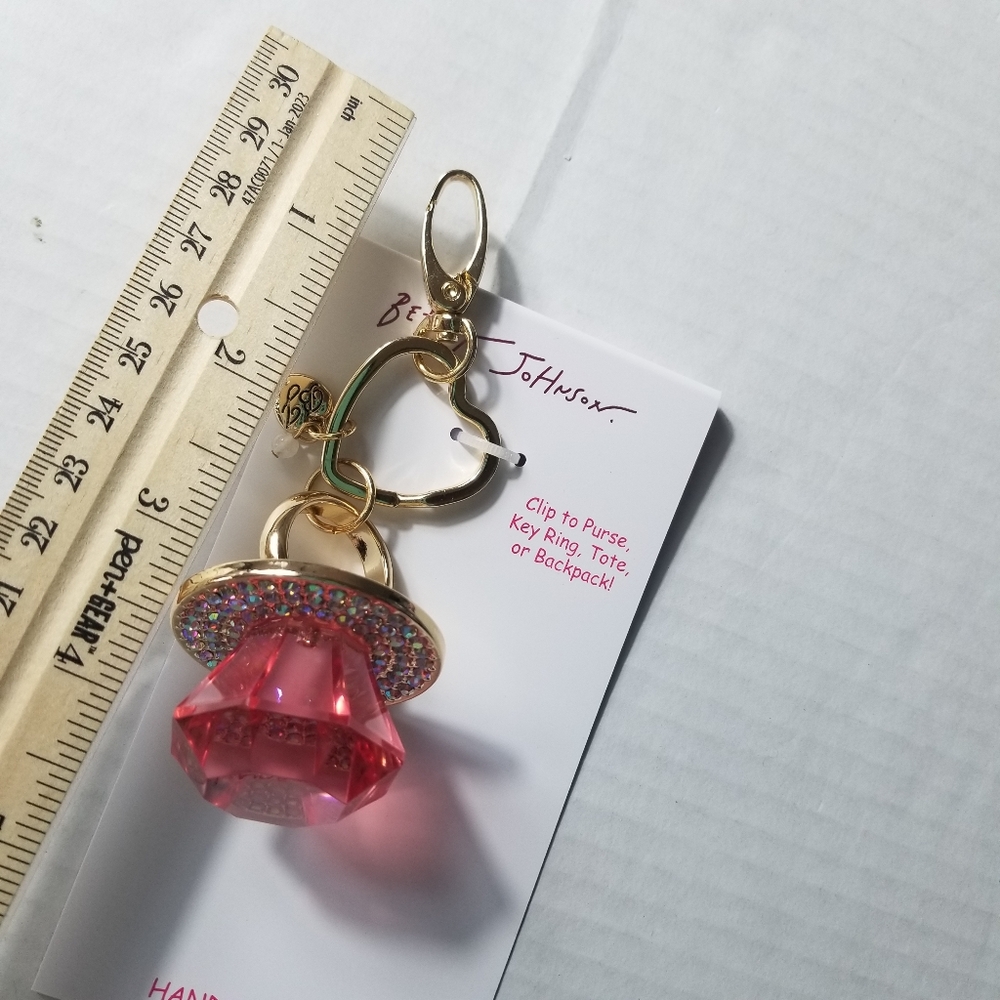 NWT BETSEY JOHNSON PINK BLING RING POP HANDBAG CHARM - Picture 2 of 10